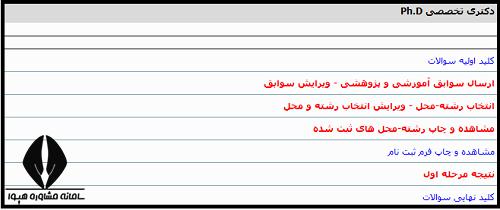 مراحل نتایج اولیه دکتری وزارت بهداشت
